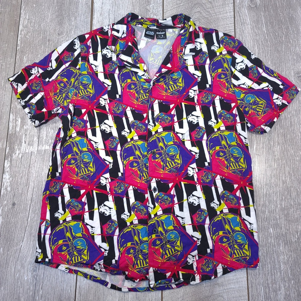 Cakeworthy Button Up Shirt Mens L Multicolor Star Wars Darth Vader Pop Art Rayon